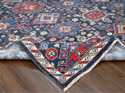 Black 12'0" x 14'10" Heriz Hand knotted Wool Rug - Sku: O084387