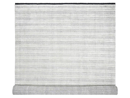 Modern / Contemporary hand-knotted wool/plant based silk rug in Ivory, 12'2" x 15' — SKU O084394