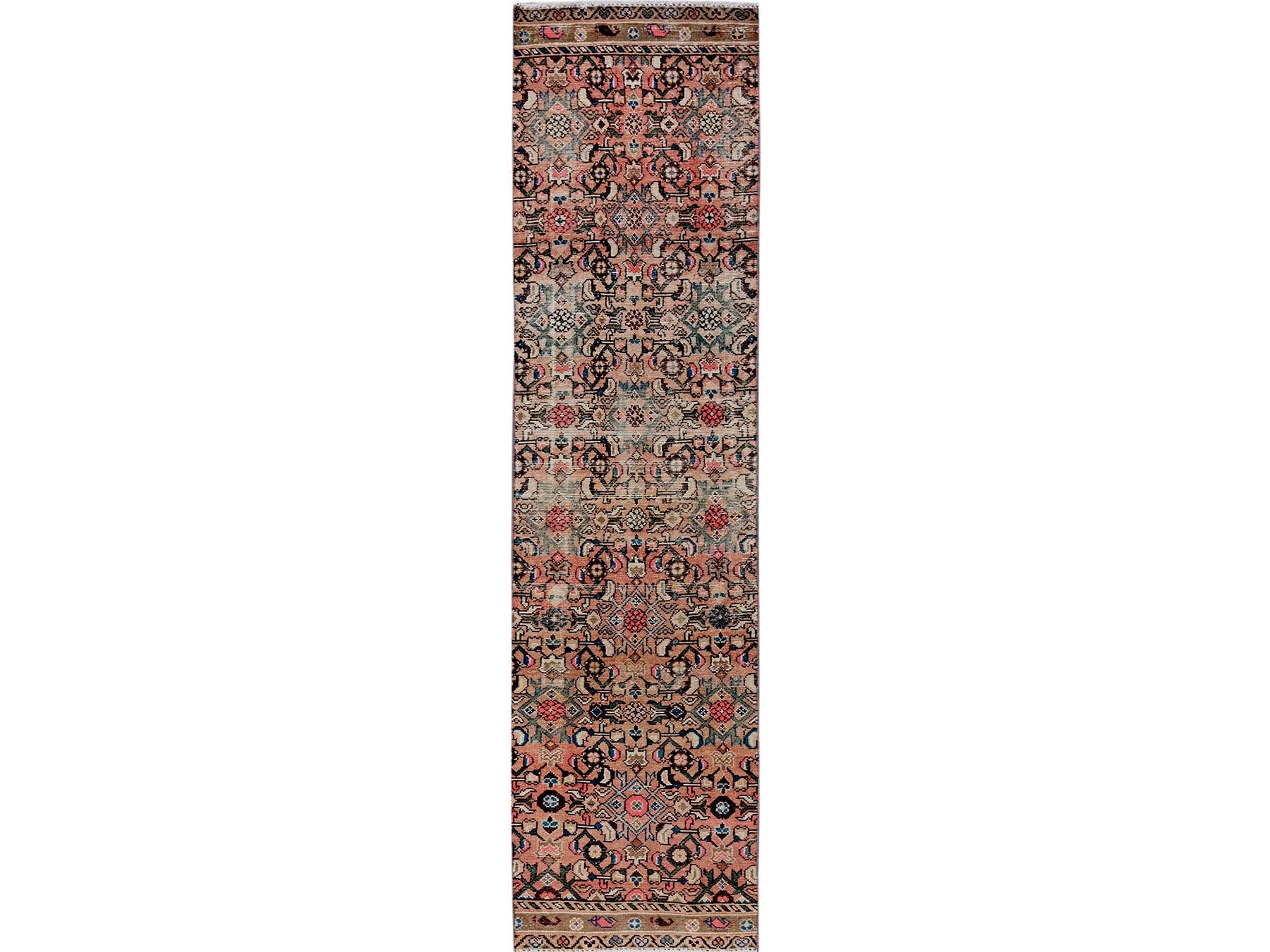 Pink 2'3" x 9'2" Vintage Hand knotted Wool Rug - Sku: O0843