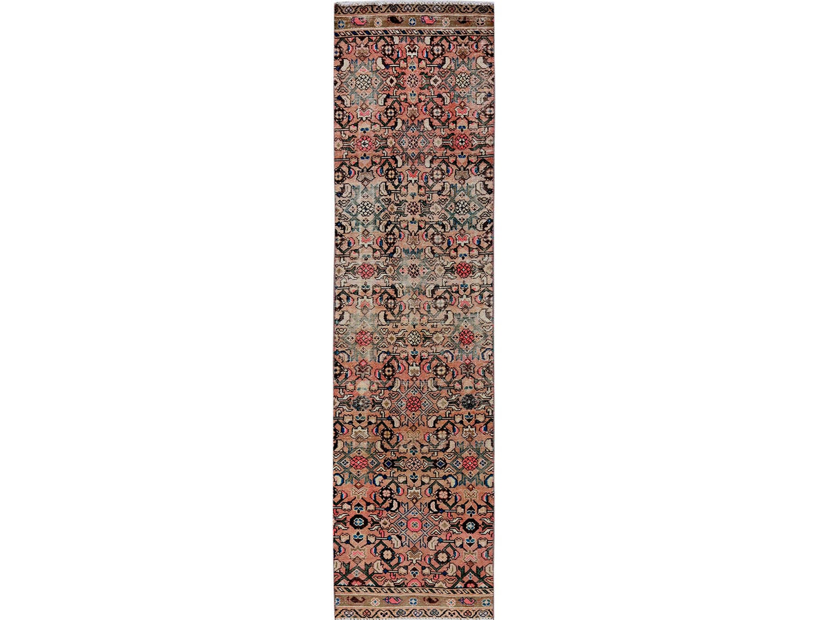 Hamadan Vintage hand-knotted wool runner in Pink, 2'3" x 9'2" — SKU O0843