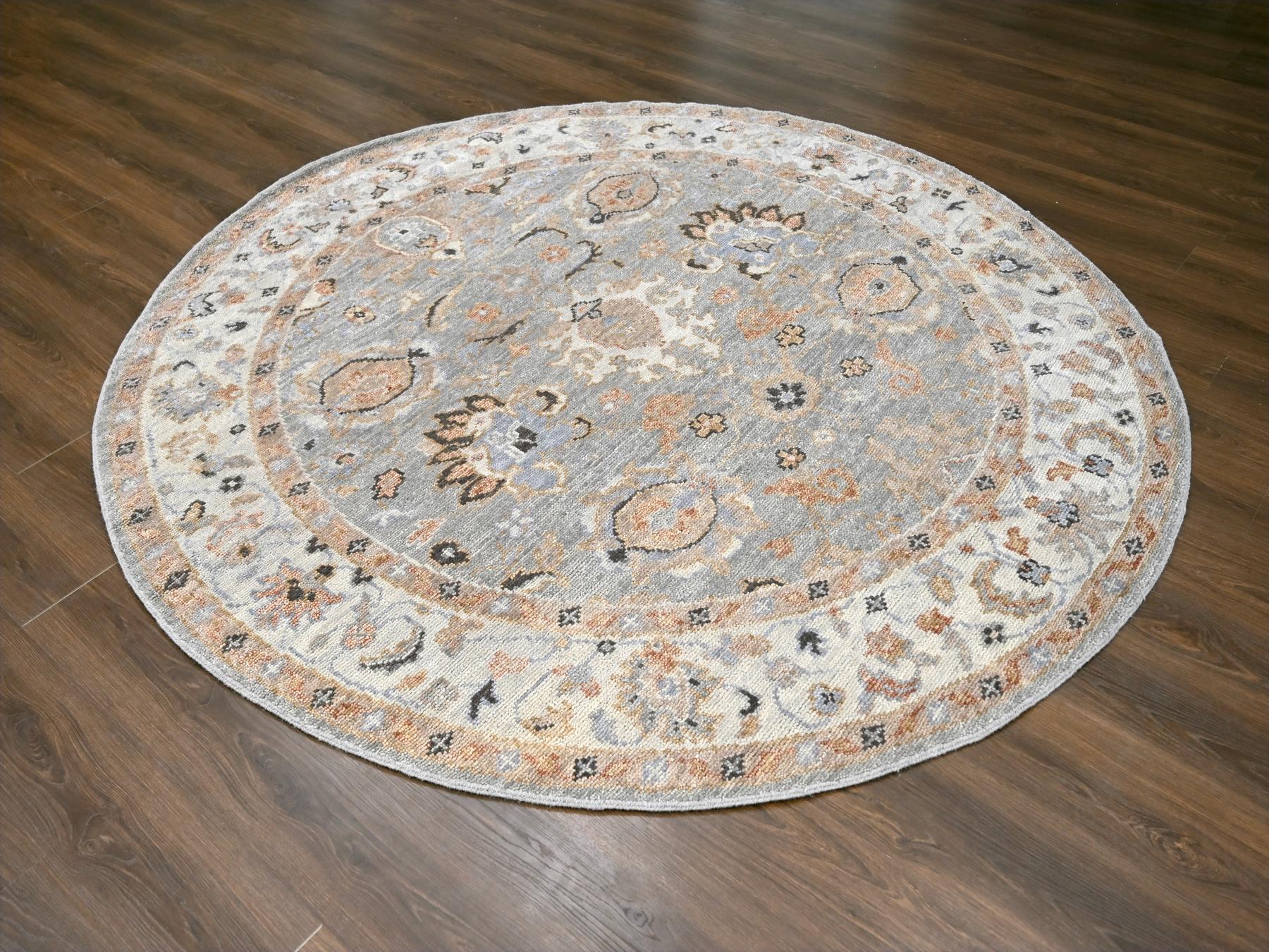 Oushak Oushak hand-knotted wool rug in Gray & Ivory, 7'10" x 8' — SKU O084403 (view 2)
