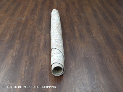 Grey 7'10" x 8'0" Oushak And Peshawar Hand knotted Wool Rug - Sku: O084403