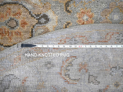Grey 7'10" x 8'0" Oushak And Peshawar Hand knotted Wool Rug - Sku: O084403