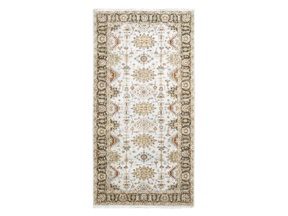 Heriz hand-knotted wool runner in Ivory & Brown, 6'1" x 11'10" — SKU O084409