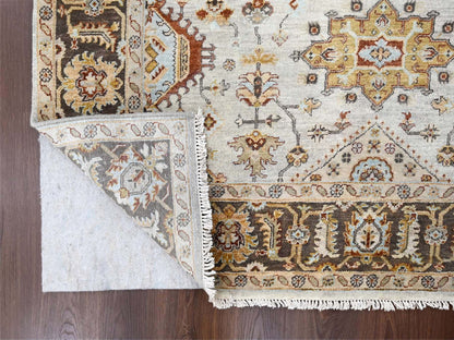 Heriz hand-knotted wool runner in Ivory & Brown, 6'1" x 11'10" — SKU O084409 (view 3)