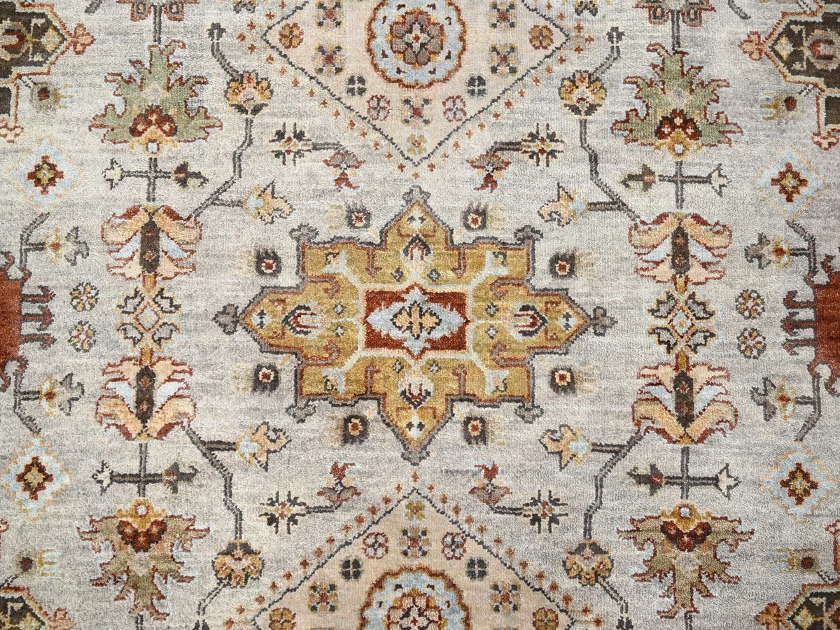 Heriz hand-knotted wool runner in Ivory & Brown, 6'1" x 11'10" — SKU O084409 (view 5)