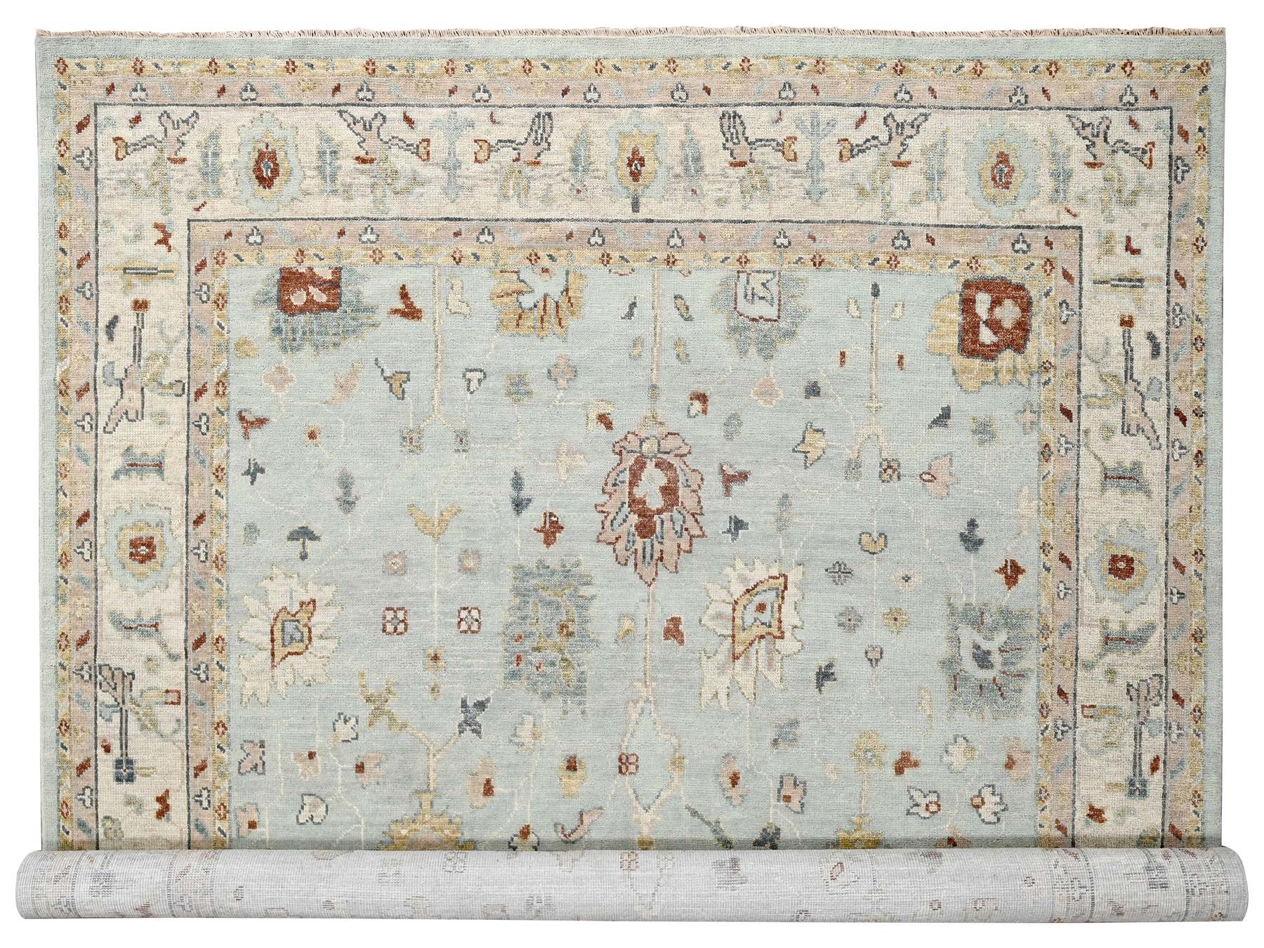 Oushak Oushak hand-knotted wool rug in Blue & Ivory, 12' x 14'10" — SKU O084410