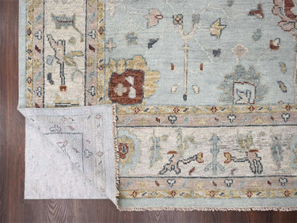 Blue 12'0" x 14'10" Oushak And Peshawar Hand knotted Wool Rug - Sku: O084410