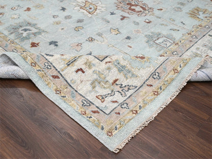 Blue 12'0" x 14'10" Oushak And Peshawar Hand knotted Wool Rug - Sku: O084410