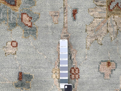 Blue 12'0" x 14'10" Oushak And Peshawar Hand knotted Wool Rug - Sku: O084410