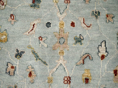 Blue 12'0" x 14'10" Oushak And Peshawar Hand knotted Wool Rug - Sku: O084410