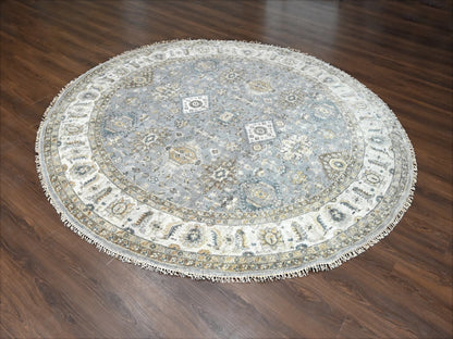Heriz hand-knotted wool rug in Gray & Pearl White, 8'10" x 9' — SKU O084415 (view 2)