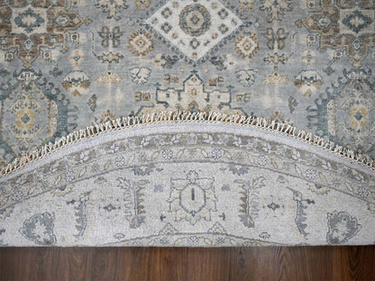 Heriz hand-knotted wool rug in Gray & Pearl White, 8'10" x 9' — SKU O084415 (view 3)