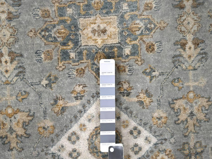 Heriz hand-knotted wool rug in Gray & Pearl White, 8'10" x 9' — SKU O084415 (view 4)