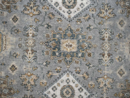 Heriz hand-knotted wool rug in Gray & Pearl White, 8'10" x 9' — SKU O084415 (view 5)
