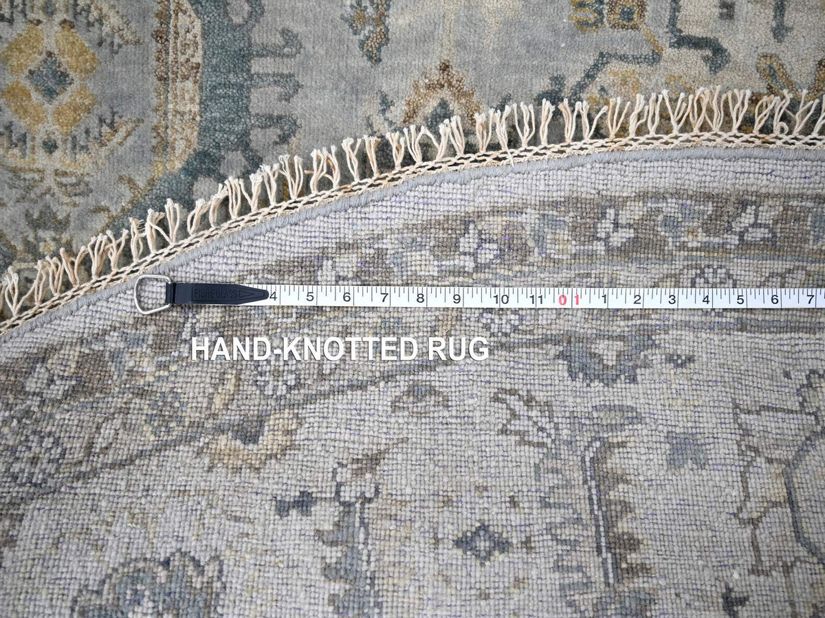 Heriz hand-knotted wool rug in Gray & Pearl White, 8'10" x 9' — SKU O084415 (view 8)