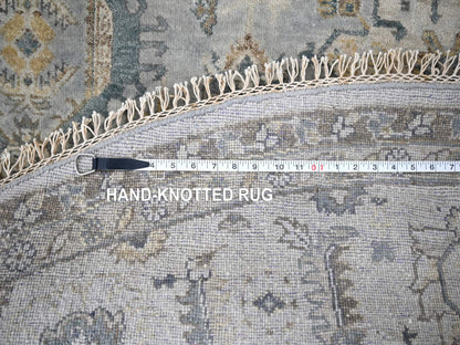 Heriz hand-knotted wool rug in Gray & Pearl White, 8'10" x 9' — SKU O084415 (view 8)