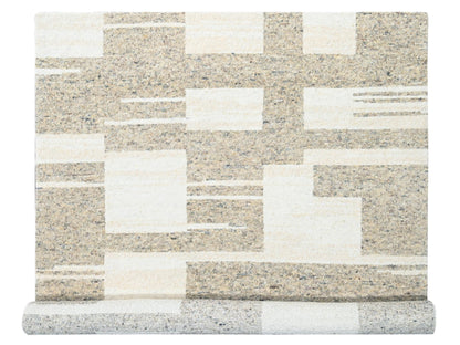 Brown 10'2" x 13'9" Modern / Contemporary Hand knotted Wool Rug - Sku: O084433