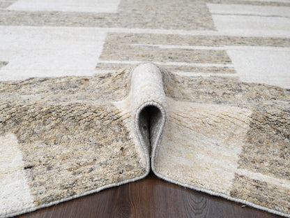 Brown 10'2" x 13'9" Modern / Contemporary Hand knotted Wool Rug - Sku: O084433