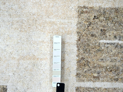 Brown 10'2" x 13'9" Modern / Contemporary Hand knotted Wool Rug - Sku: O084433