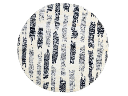 Black 7'10" x 8'0" Modern and Contemporary Hand knotted Wool Rug - Sku: O084434