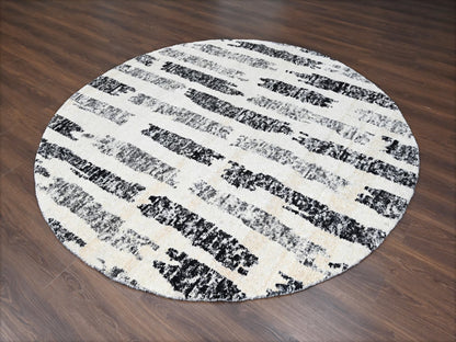 Black 7'10" x 8'0" Modern and Contemporary Hand knotted Wool Rug - Sku: O084434
