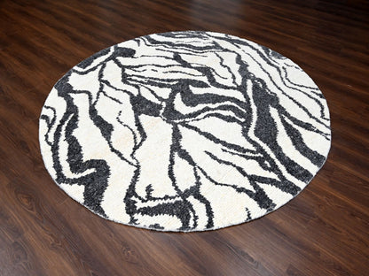 Ivory 8'0" x 8'0" Modern and Contemporary Hand knotted Wool Rug - Sku: O084435