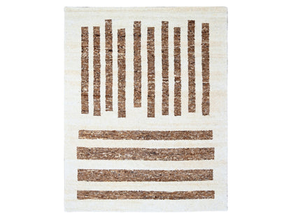 Brown 8'2" x 9'10" Modern / Contemporary Hand knotted Wool Rug - Sku: O084442