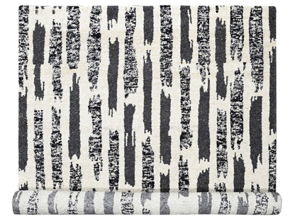 Black 10'2" x 13'7" Modern and Contemporary Hand knotted Wool Rug - Sku: O084443