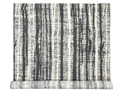 Black 10'0" x 13'8" Modern and Contemporary Hand knotted Wool Rug - Sku: O084445
