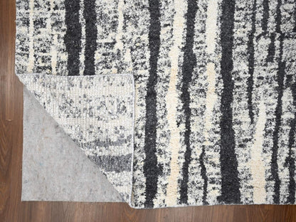 Black 12'0" x 14'9" Modern and Contemporary Hand knotted Wool Rug - Sku: O084446