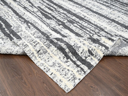 Black 12'0" x 14'9" Modern and Contemporary Hand knotted Wool Rug - Sku: O084446