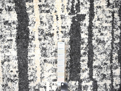 Black 12'0" x 14'9" Modern and Contemporary Hand knotted Wool Rug - Sku: O084446