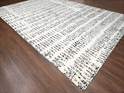 Ivory 12'1" x 17'9" Modern and Contemporary Hand knotted Wool Rug - Sku: O084449