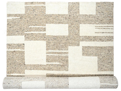 Brown 12'1" x 17'10" Modern / Contemporary Hand knotted Wool Rug - Sku: O084453