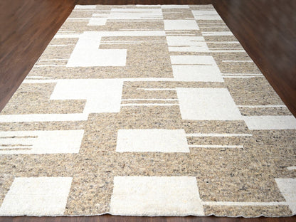 Brown 12'1" x 17'10" Modern / Contemporary Hand knotted Wool Rug - Sku: O084453