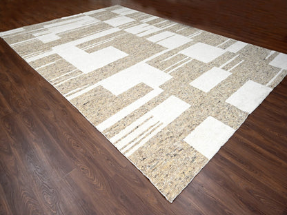 Brown 12'1" x 17'10" Modern / Contemporary Hand knotted Wool Rug - Sku: O084453