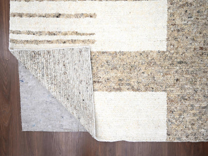 Brown 12'1" x 17'10" Modern / Contemporary Hand knotted Wool Rug - Sku: O084453