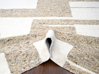 Brown 12'1" x 17'10" Modern / Contemporary Hand knotted Wool Rug - Sku: O084453