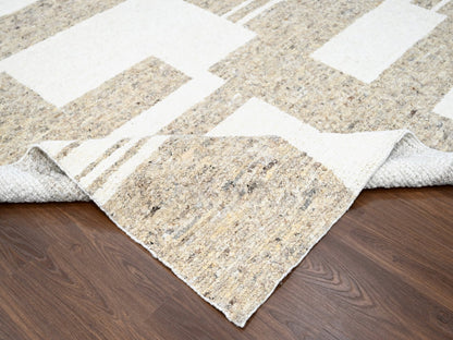 Brown 12'1" x 17'10" Modern / Contemporary Hand knotted Wool Rug - Sku: O084453