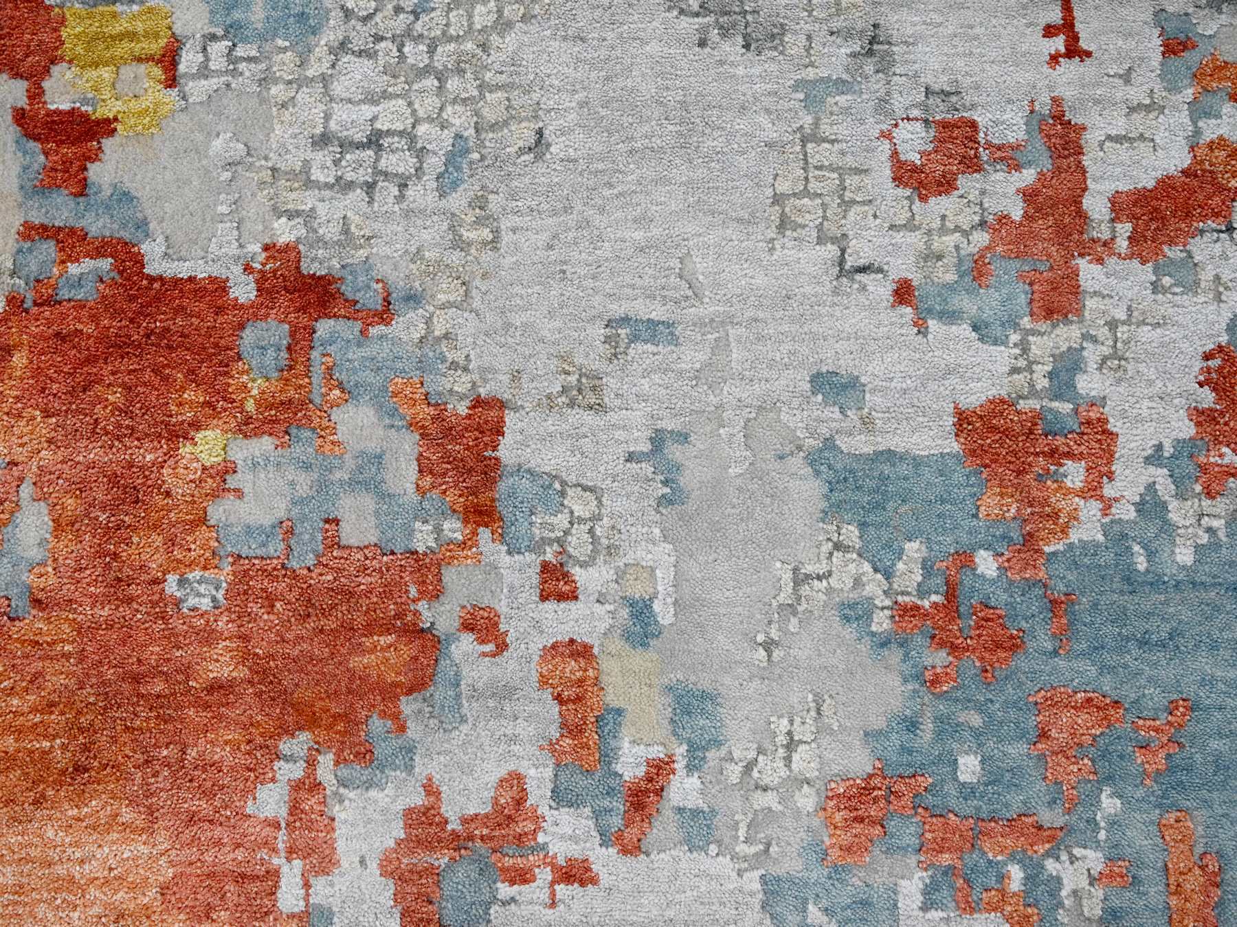 Modern / Contemporary hand-knotted wool/silk rug in Orange, 13'9" x 17'9" — SKU O084455 (view 8)