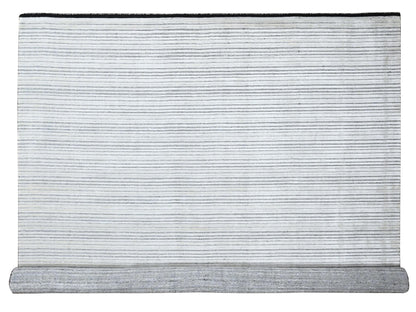 Modern / Contemporary hand-knotted wool/silk rug in Ivory, 14' x 16' — SKU O084456