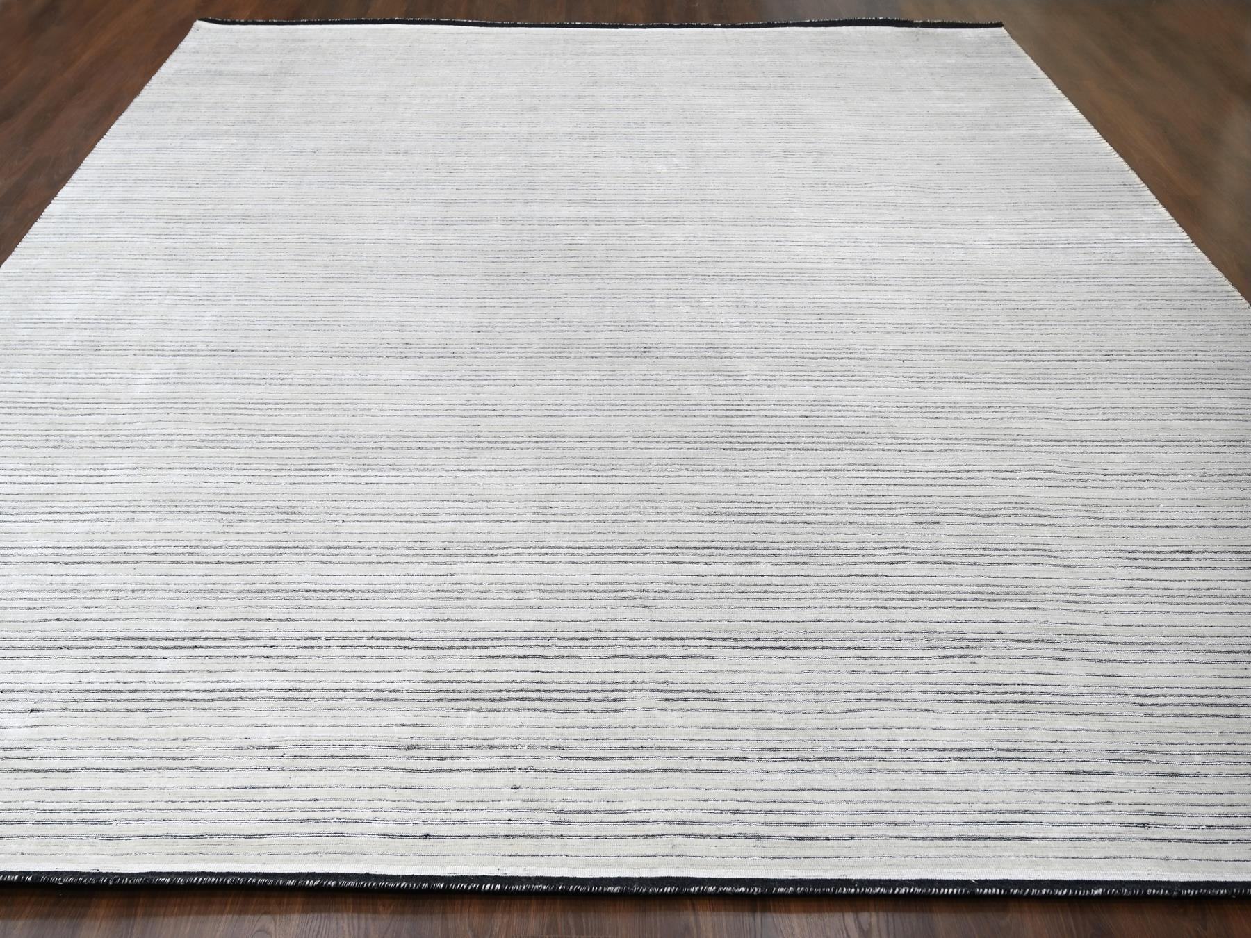 Modern / Contemporary hand-knotted wool/silk rug in Ivory, 14' x 16' — SKU O084456 (view 2)
