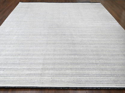 Modern / Contemporary hand-knotted wool/silk rug in Ivory, 14' x 16' — SKU O084456 (view 2)