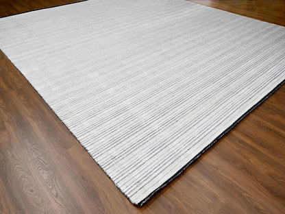 Modern / Contemporary hand-knotted wool/silk rug in Ivory, 14' x 16' — SKU O084456 (view 3)