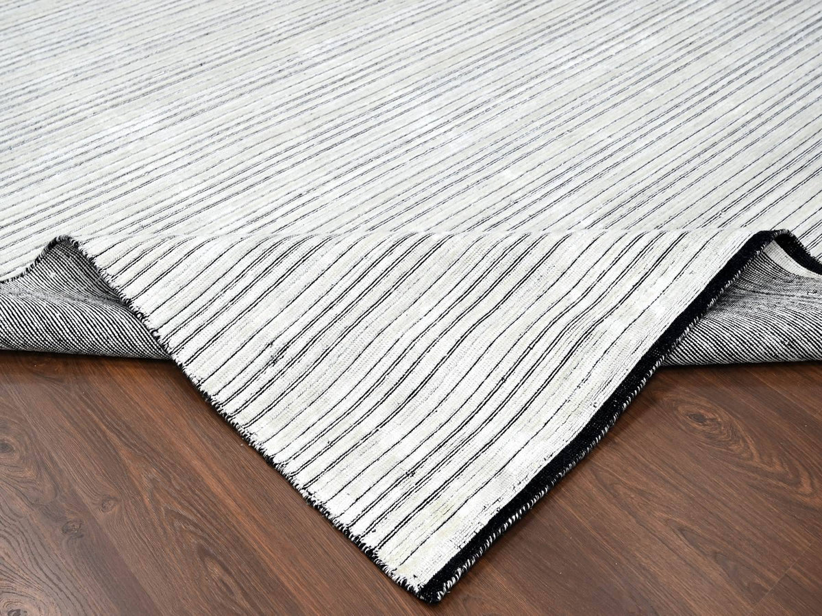 Modern / Contemporary hand-knotted wool/silk rug in Ivory, 14' x 16' — SKU O084456 (view 6)