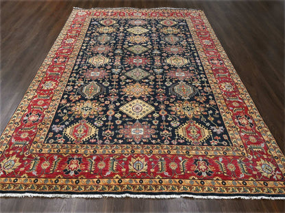 Black 9'0" x 11'11" Heriz Hand knotted Wool Rug - Sku: O084457