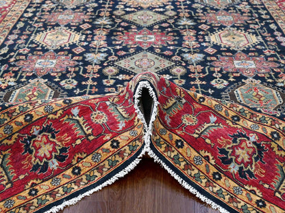 Black 9'0" x 11'11" Heriz Hand knotted Wool Rug - Sku: O084457