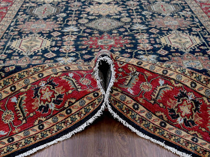 Black 8'2" x 9'11" Heriz Hand knotted Wool Rug - Sku: O084458