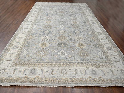 Heriz hand-knotted wool rug in Gray & Ivory, 12'2" x 17'11" — SKU O084459 (view 2)